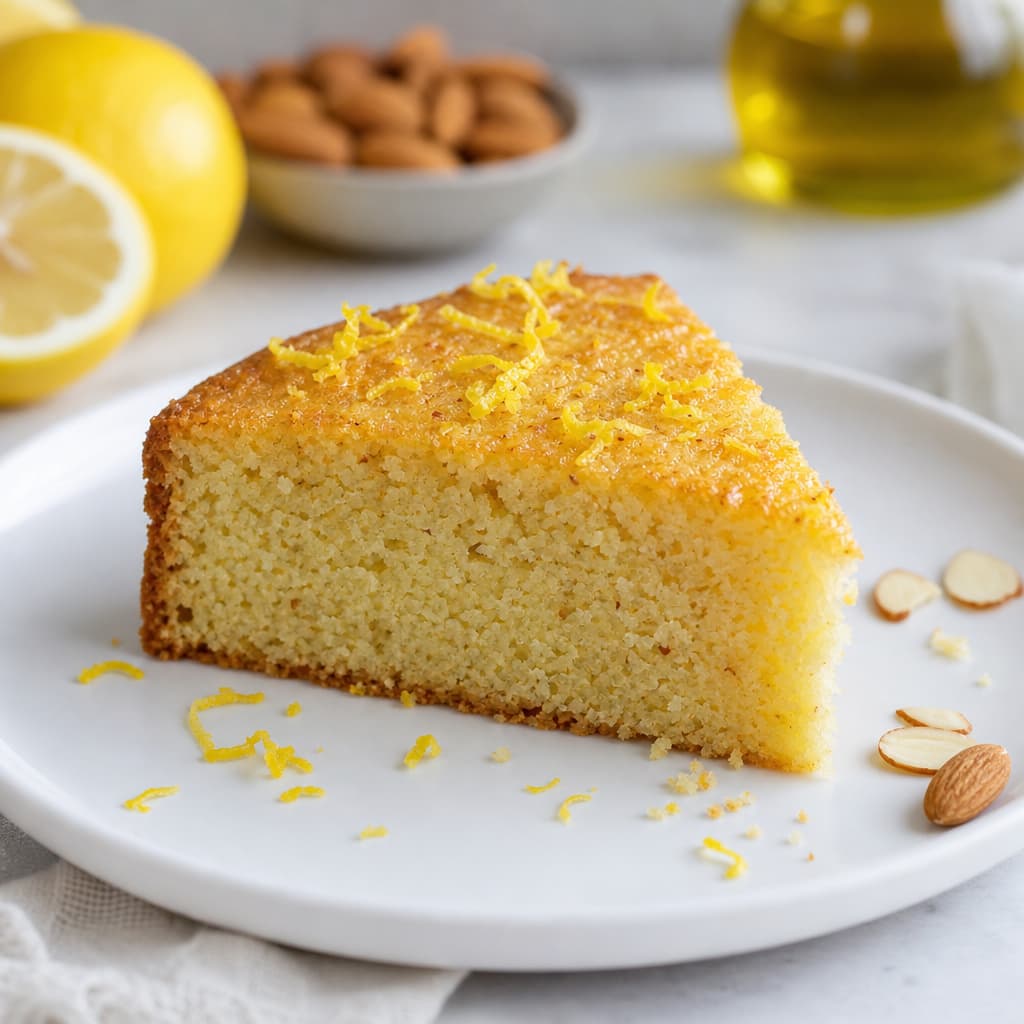 Bizcocho de harina de almendra, limón y aceite de oliva preparada como receta RAIAN