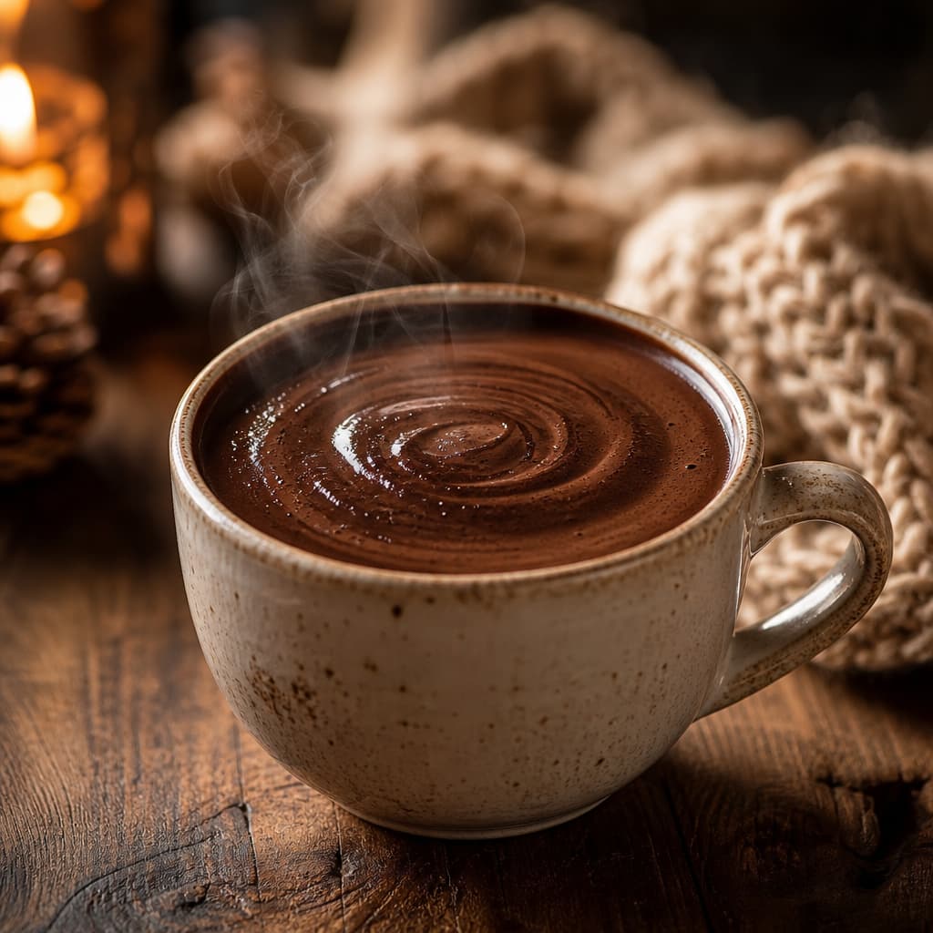 Chocolate caliente clásico a la taza preparada como receta RAIAN