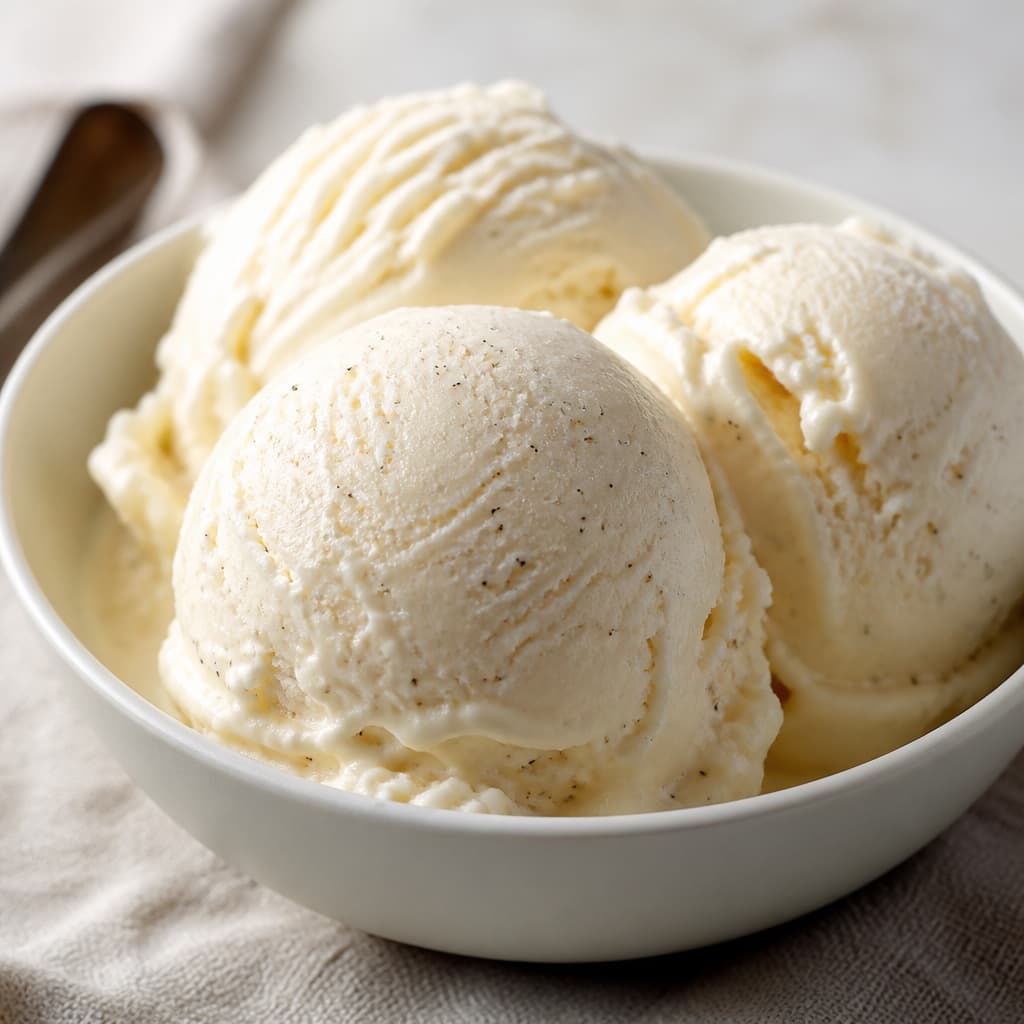 Helado cremoso de vainilla con glucosa sin heladera preparada como receta RAIAN