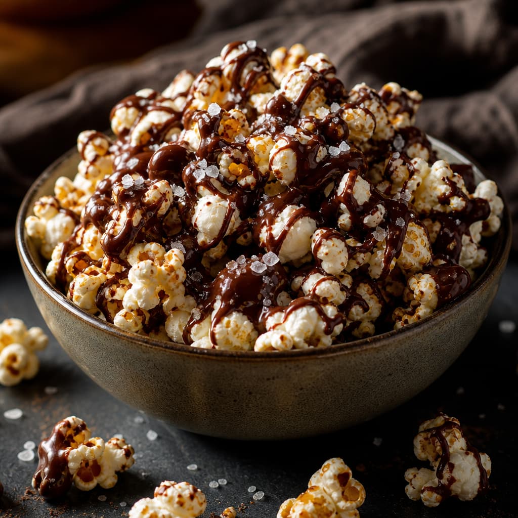 Palomitas gourmet con chocolate negro preparada como receta RAIAN