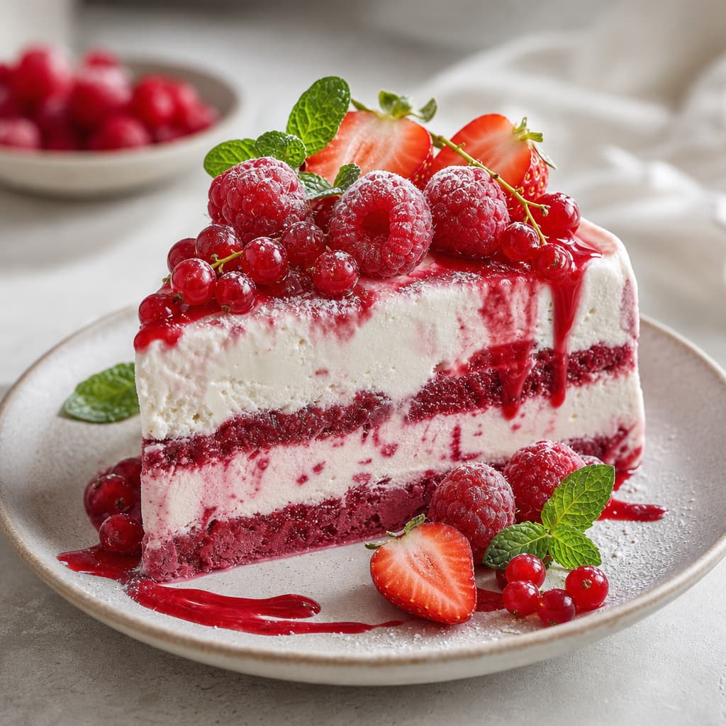 Semifrío de frutos rojos preparada como receta RAIAN