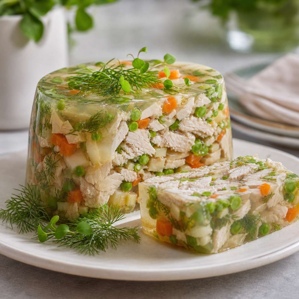Aspic de pollo preparada como receta RAIAN