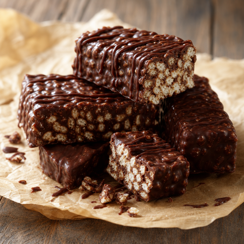 Barritas de arroz inflado con chocolate negro preparada como receta RAIAN