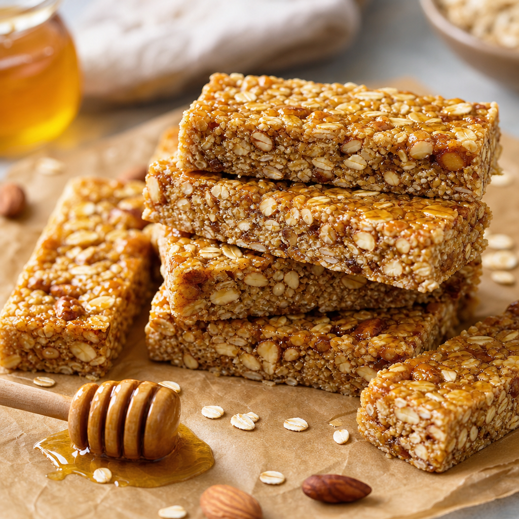 Barritas energéticas de avena, miel y maltodextrina preparada como receta RAIAN