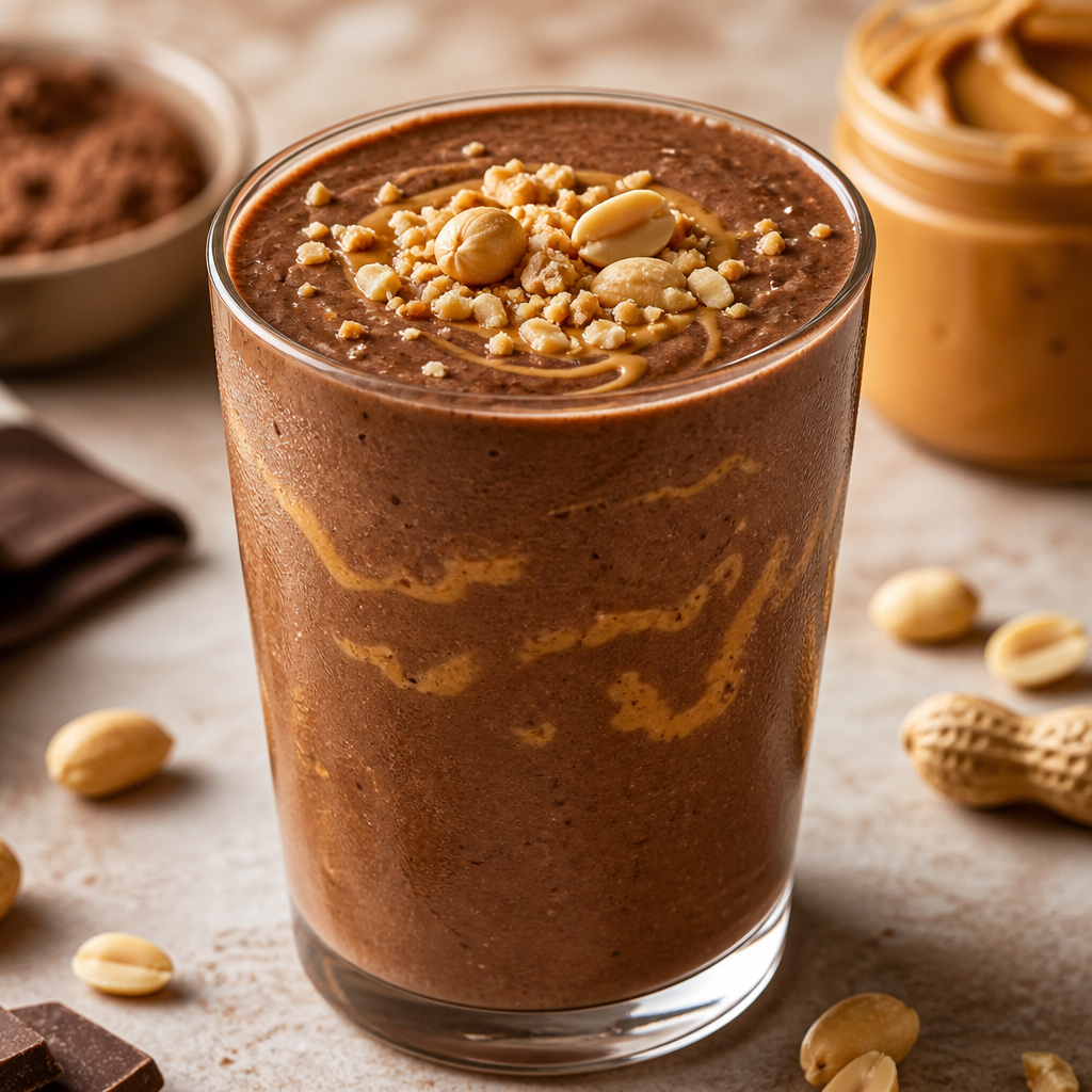Batido de cacao y cacahuete con lecitina de soja preparada como receta RAIAN