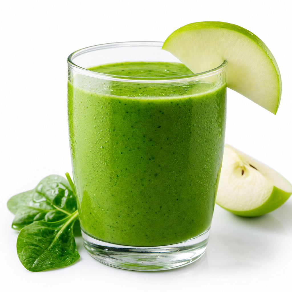 Batido verde con inulina de agave, espinacas y manzana preparada como receta RAIAN