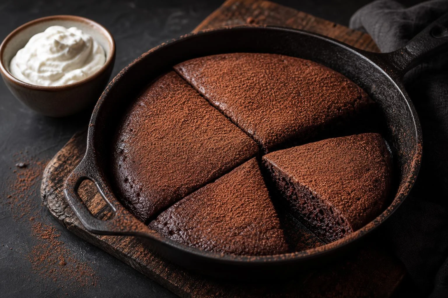 Bizcocho de cacao rápido en sartén RAIAN preparada como receta RAIAN