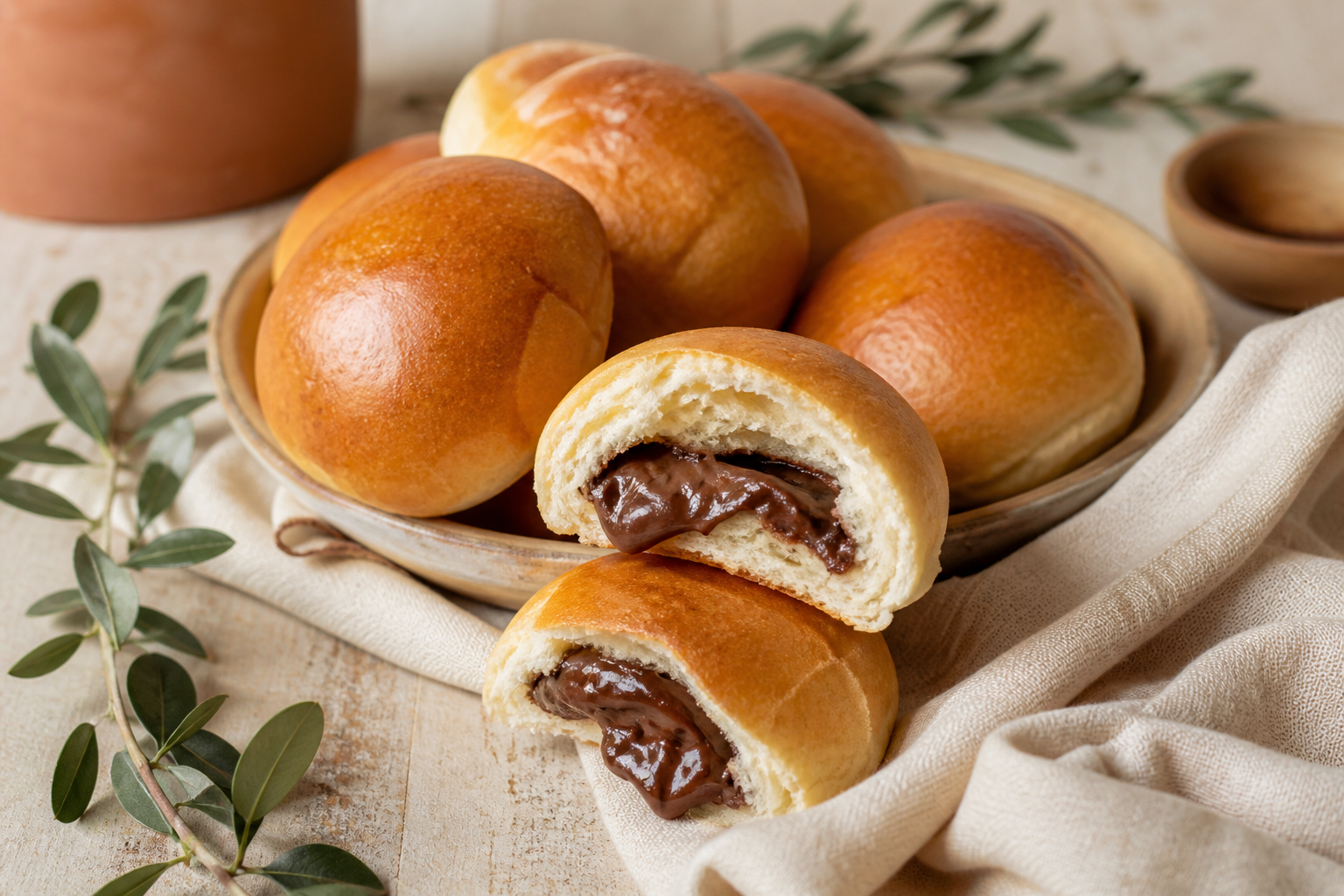Bollos de leche rellenos de chocolate preparada como receta RAIAN