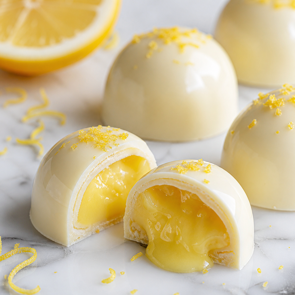 Bombones blancos rellenos de limón preparada como receta RAIAN