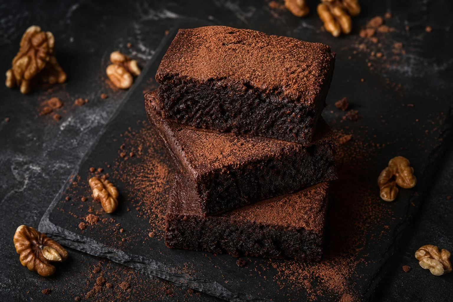Brownie húmedo de cacao alcalino RAIAN preparada como receta RAIAN