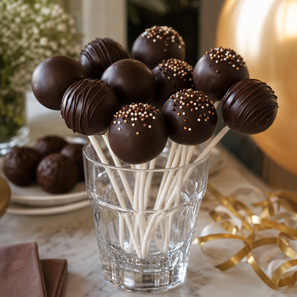 Cake pops de chocolate negro preparada como receta RAIAN