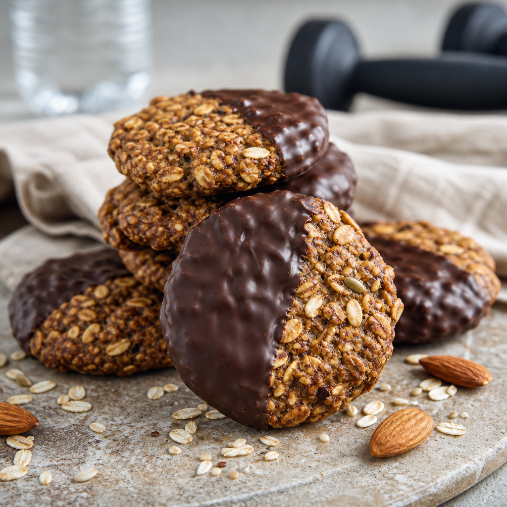 Cookies de avena fitness con chocolate negro preparada como receta RAIAN