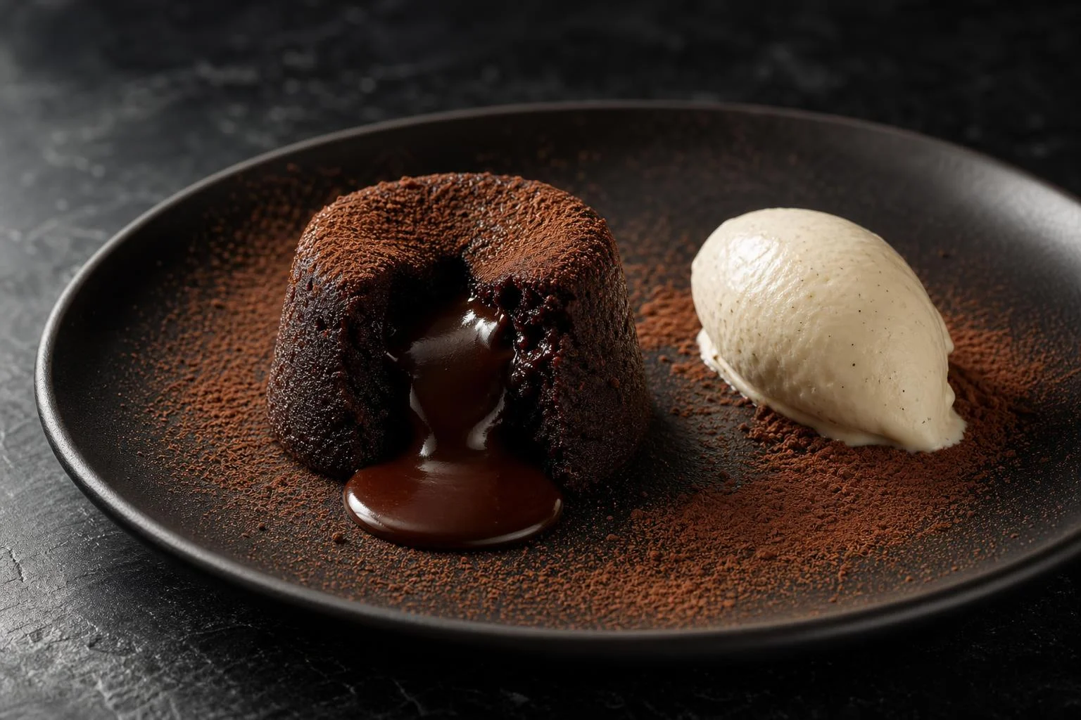 Coulant de chocolate con cacao alcalino preparada como receta RAIAN