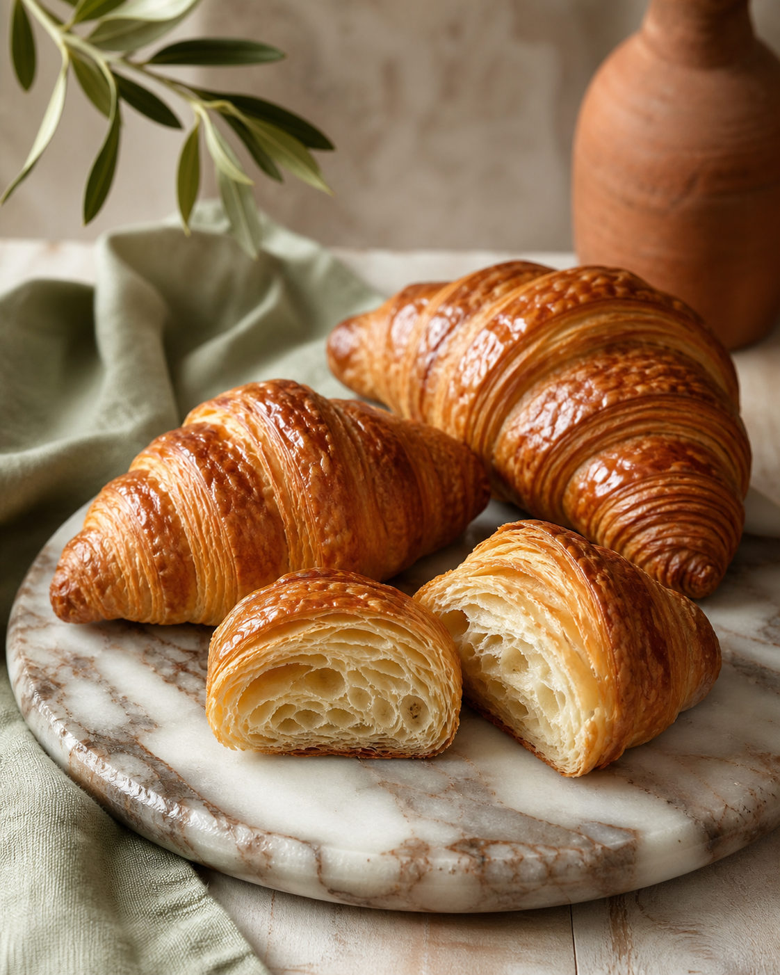 Croissants caseros con levadura preparada como receta RAIAN