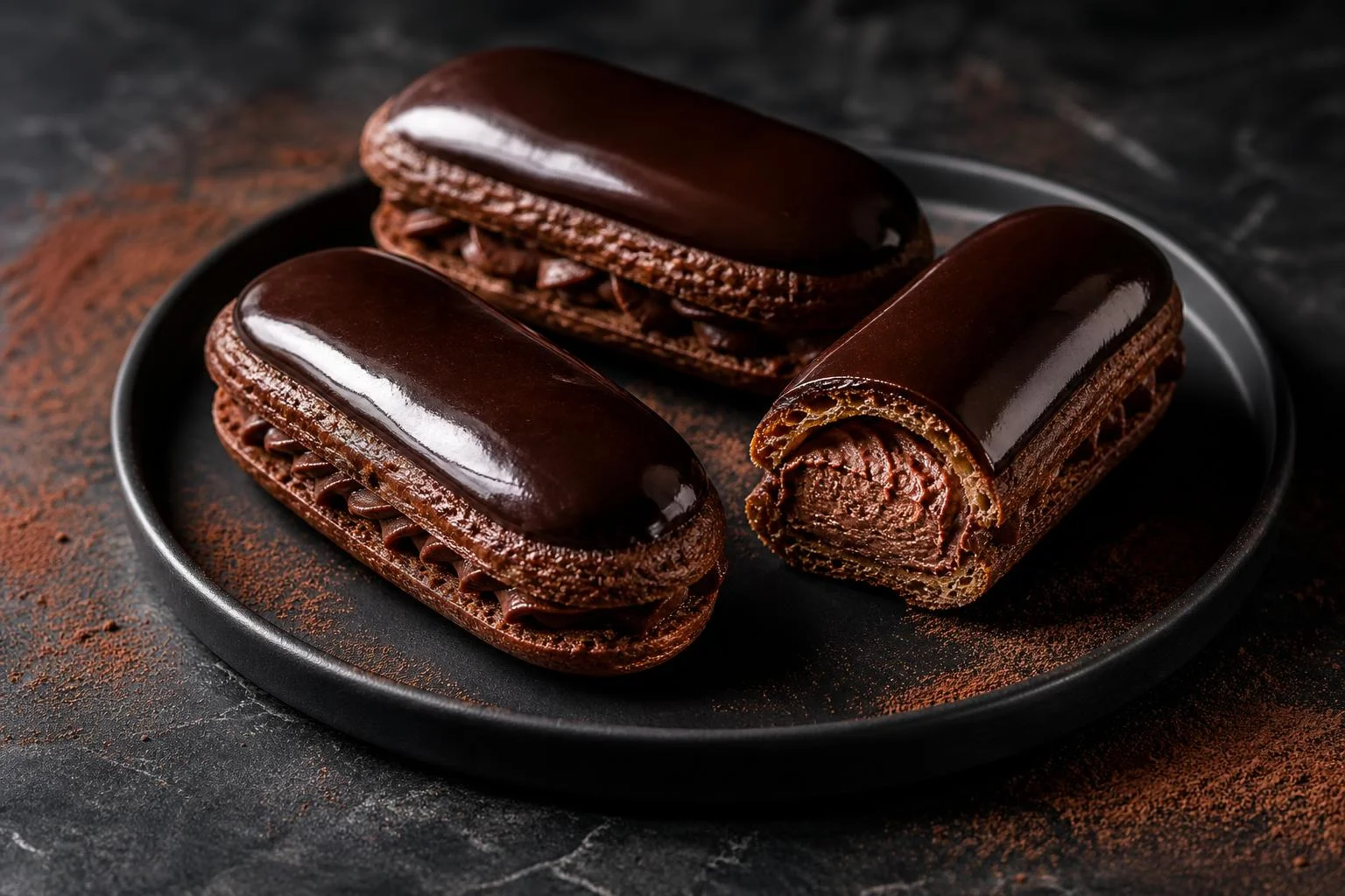 Éclair de chocolate con cacao RAIAN preparada como receta RAIAN