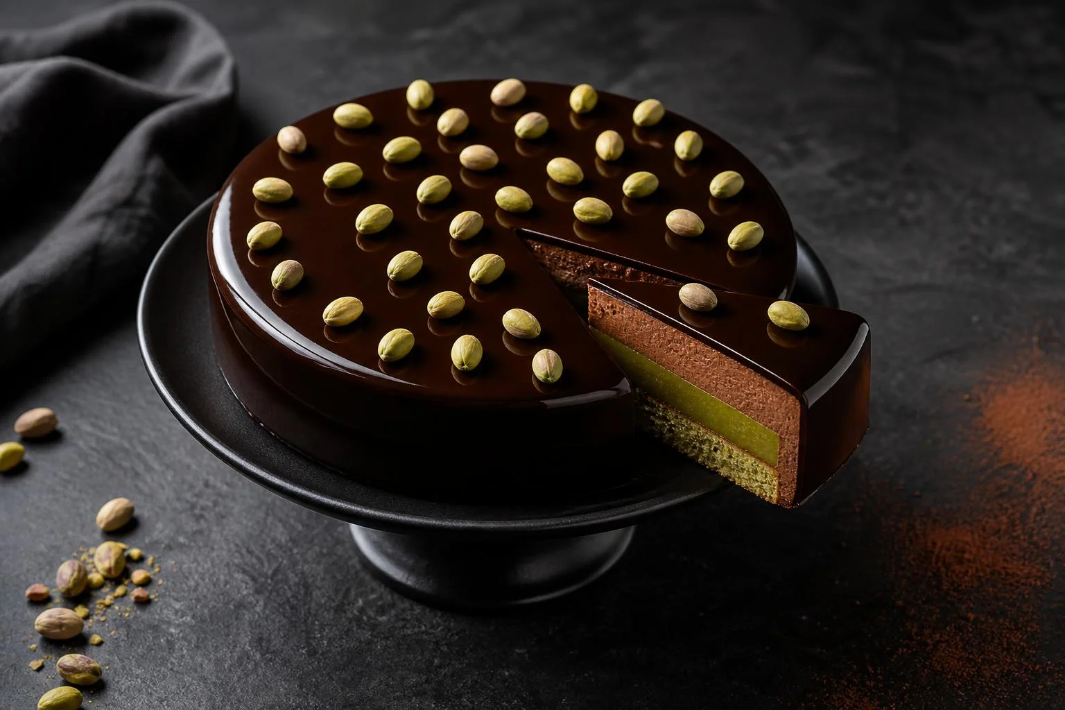 Entremet de cacao y pistacho RAIAN preparada como receta RAIAN