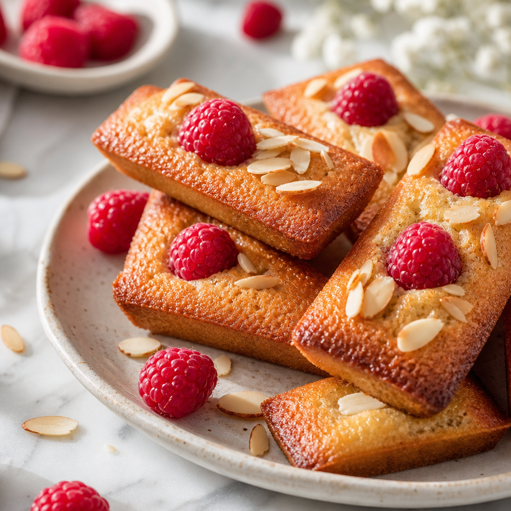 Financiers de harina de almendra, mantequilla y frambuesa preparada como receta RAIAN
