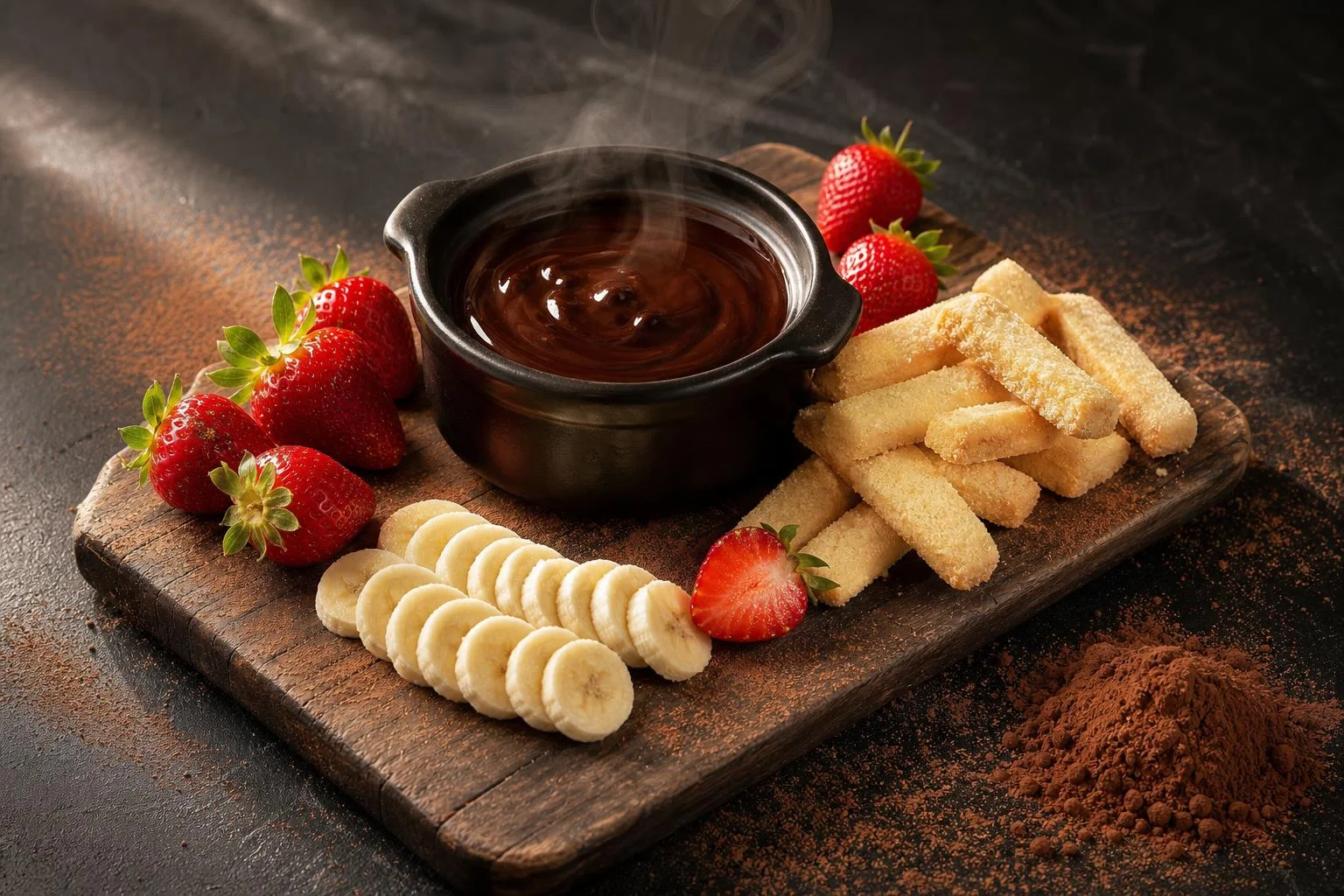 Fondue de chocolate casera con cacao RAIAN preparada como receta RAIAN