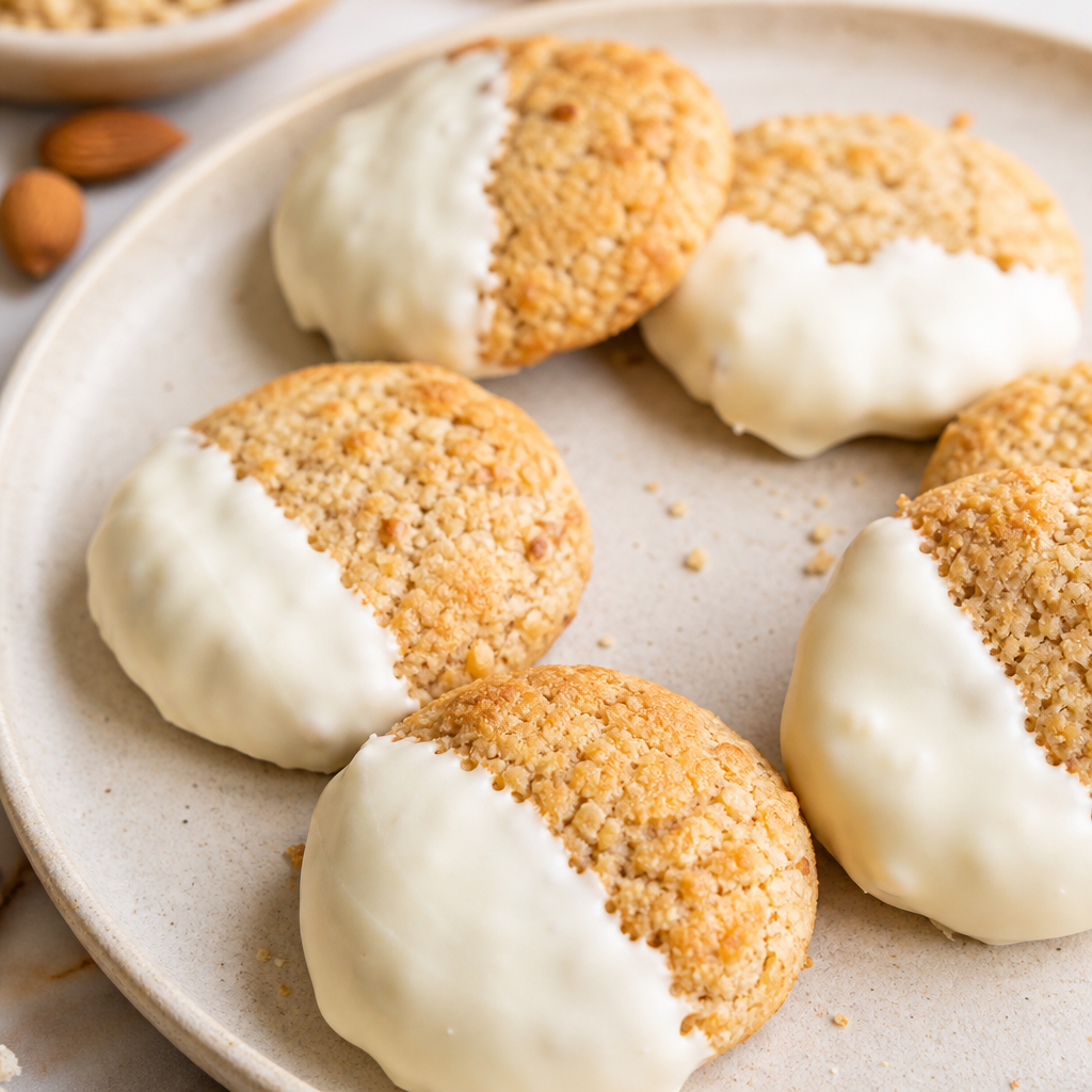 Galletas sin gluten con chocolate blanco y harina de almendra preparada como receta RAIAN
