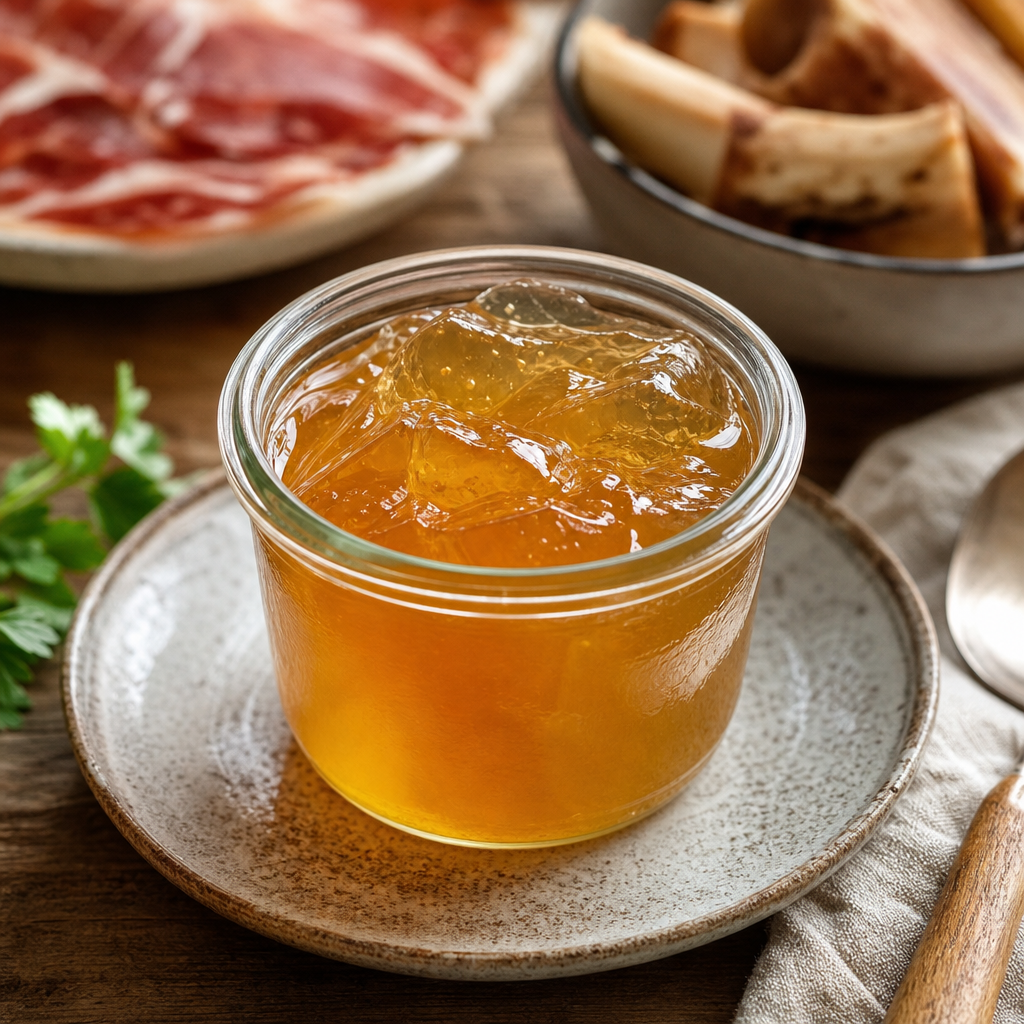 Gelatina de caldo de jamón preparada como receta RAIAN