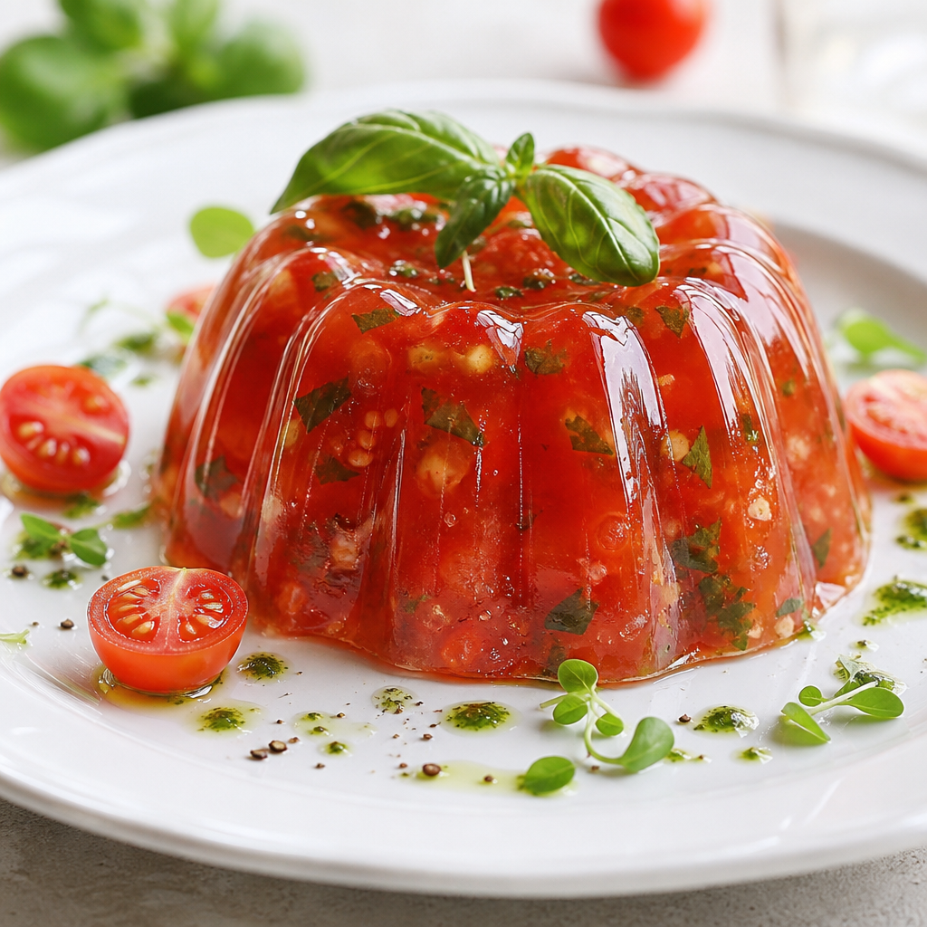 Gelatina de tomate para ensaladas preparada como receta RAIAN