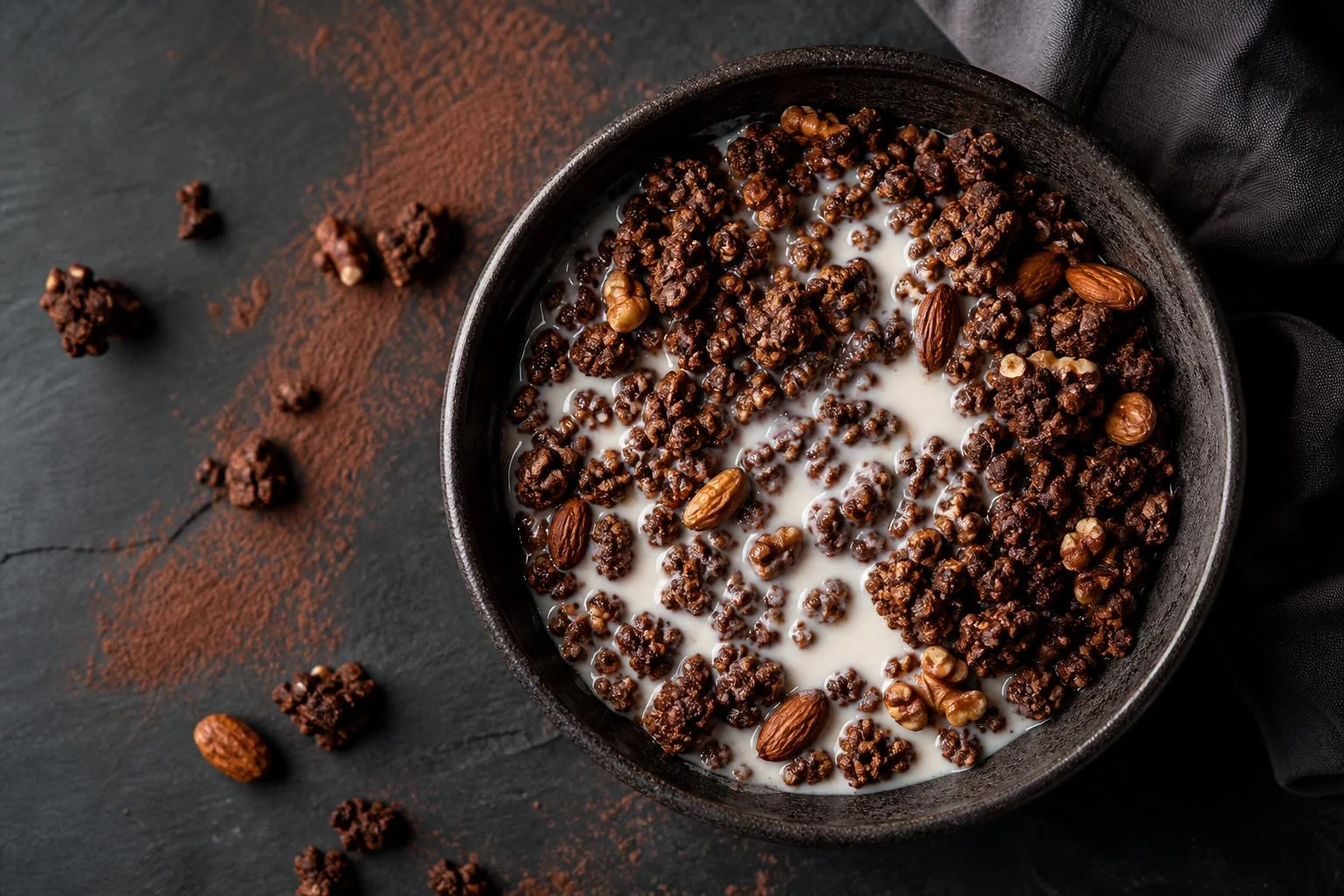 Granola de cacao sin azúcar RAIAN preparada como receta RAIAN