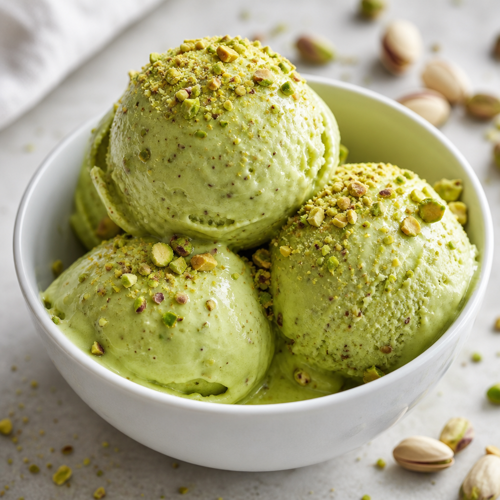 Helado de pistacho puro casero preparada como receta RAIAN