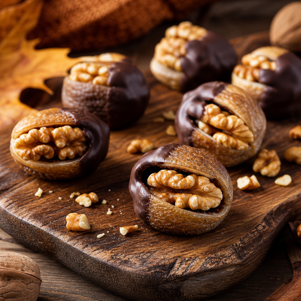 Higos secos con chocolate negro y nuez preparada como receta RAIAN