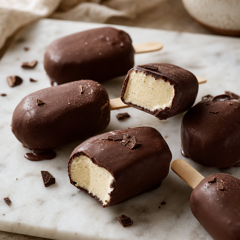 Mini Magnum casero de vainilla y chocolate negro preparada como receta RAIAN