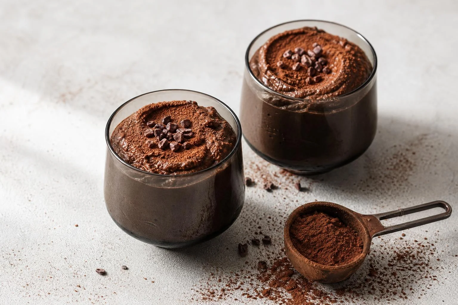 Mousse de cacao proteico RAIAN preparada como receta RAIAN