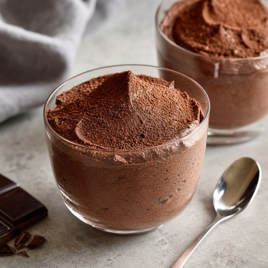Mousse de chocolate a la taza sin huevo preparada como receta RAIAN