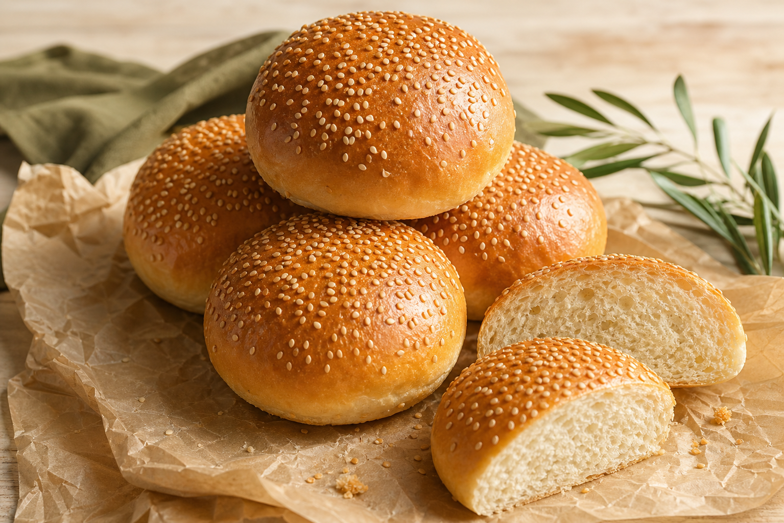 Pan de hamburguesa esponjoso preparada como receta RAIAN