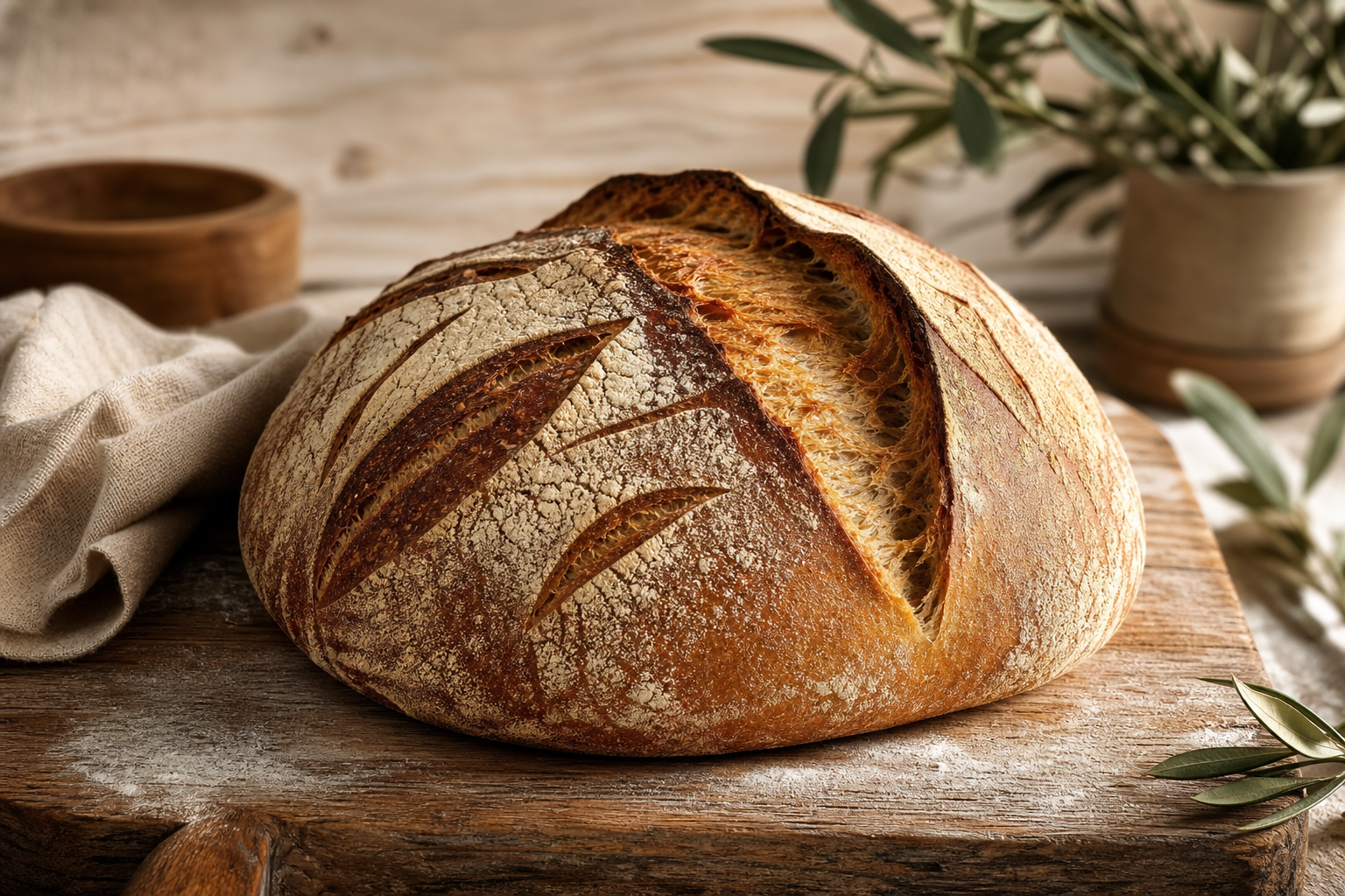 Pan de pueblo rústico preparada como receta RAIAN