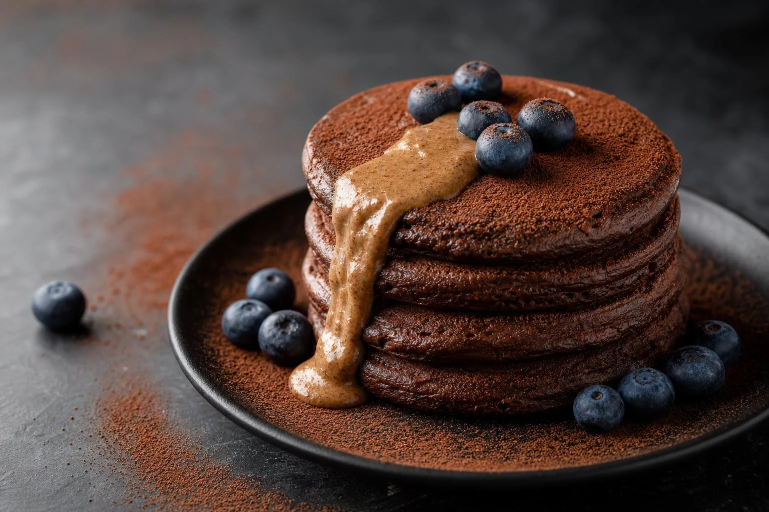 Pancakes de cacao y caseína RAIAN preparada como receta RAIAN