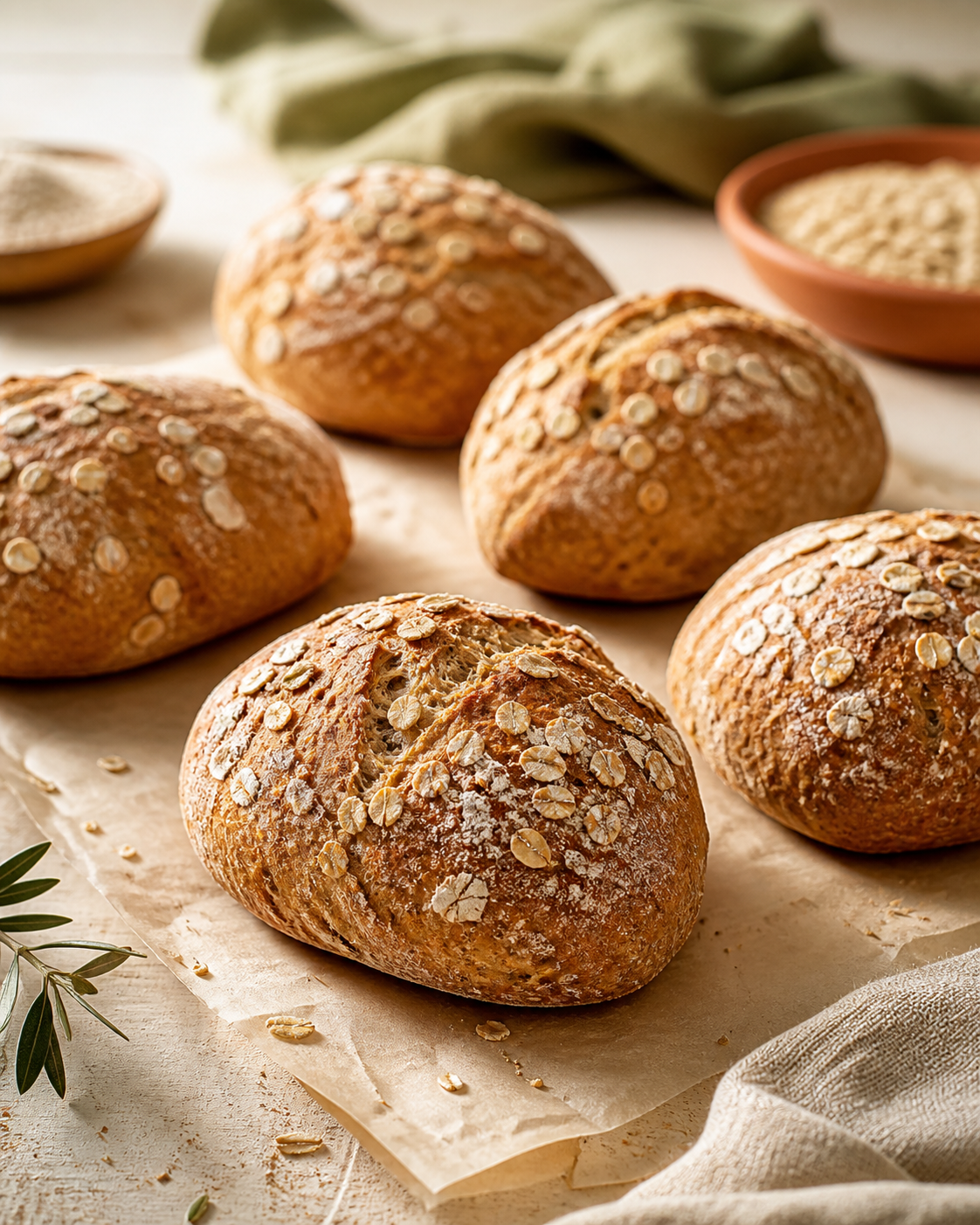 Panecillos integrales de avena y semillas preparada como receta RAIAN