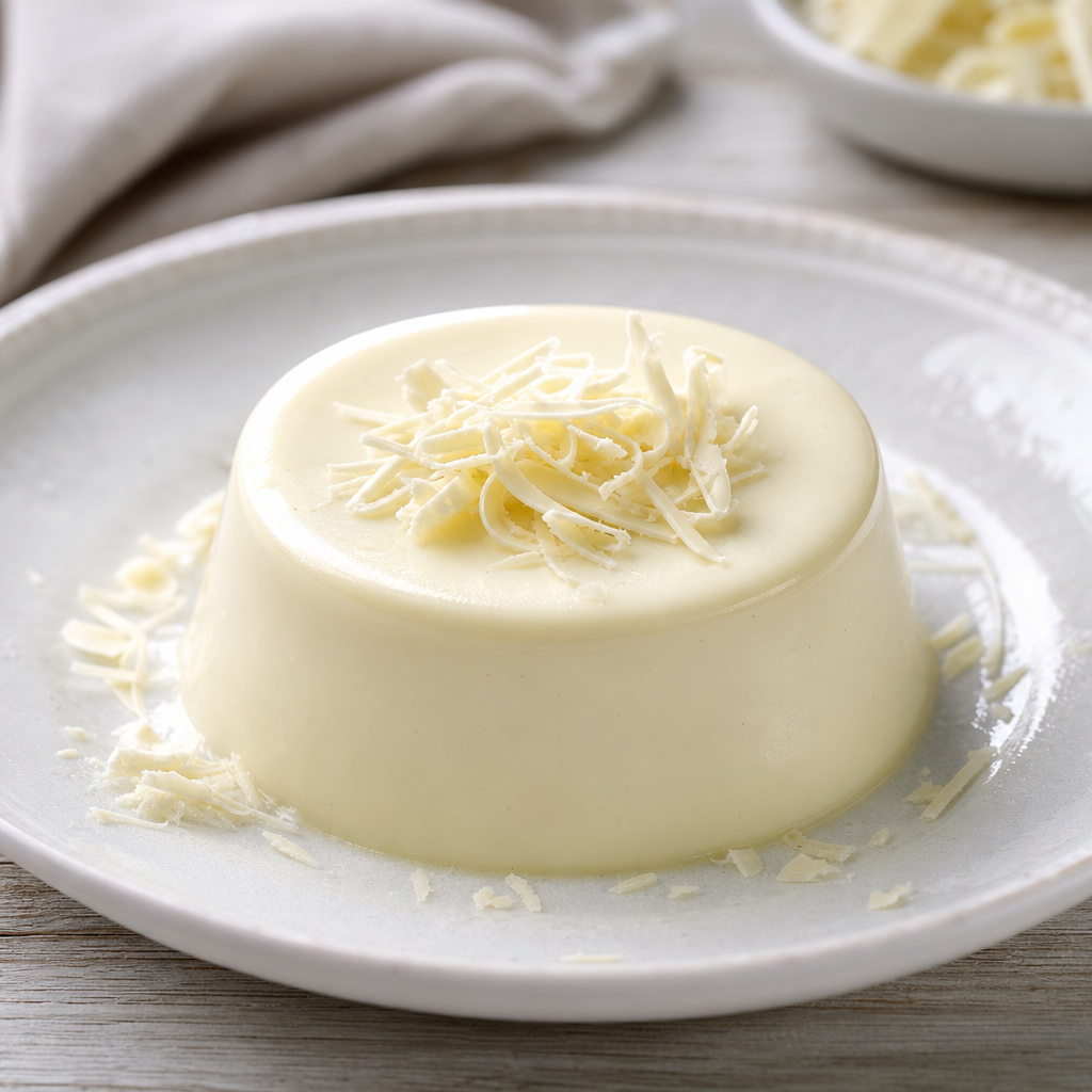 Panna cotta de chocolate blanco preparada como receta RAIAN