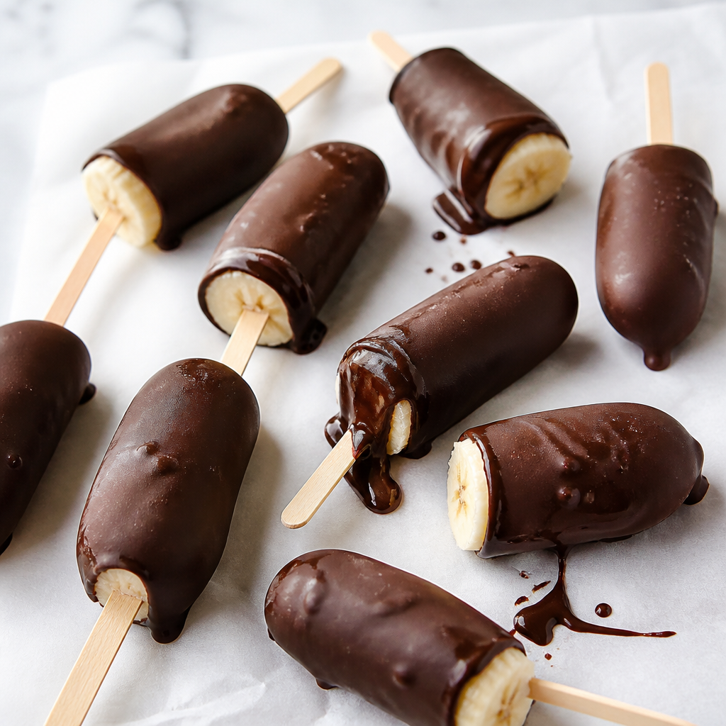 Plátano congelado con chocolate negro preparada como receta RAIAN