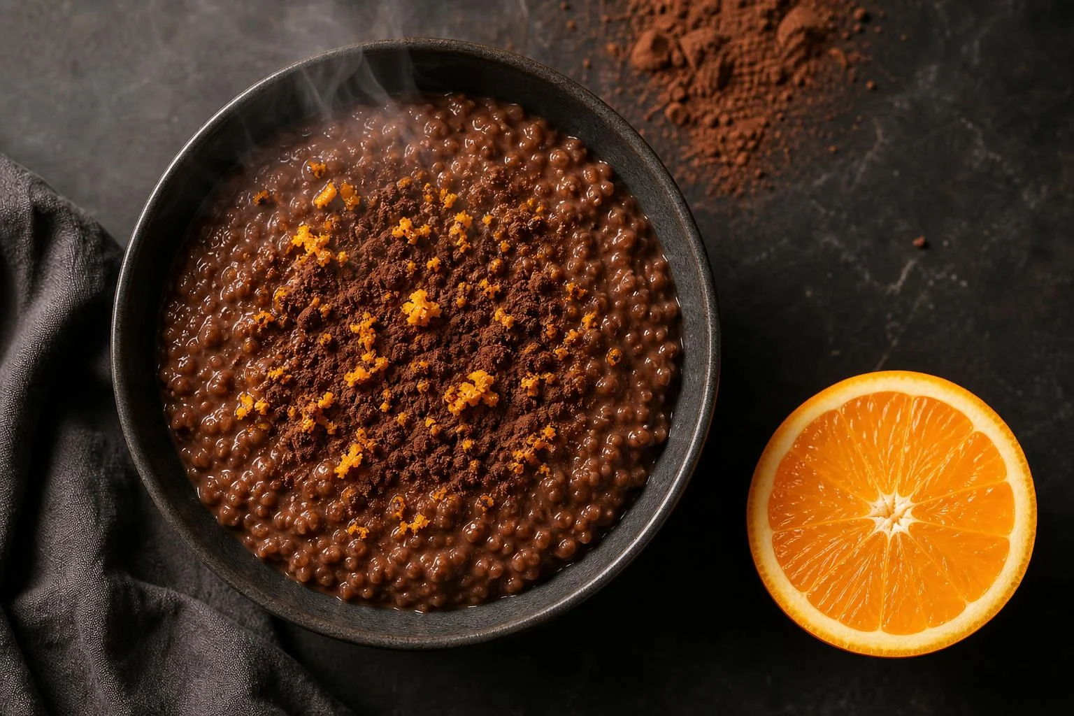 Porridge de avena, cacao y naranja RAIAN preparada como receta RAIAN