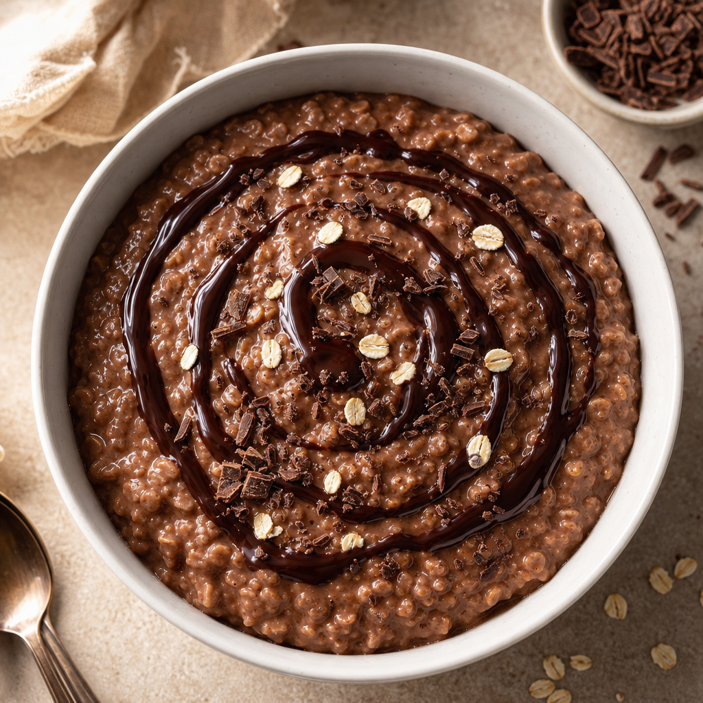 Porridge de avena con chocolate a la taza preparada como receta RAIAN