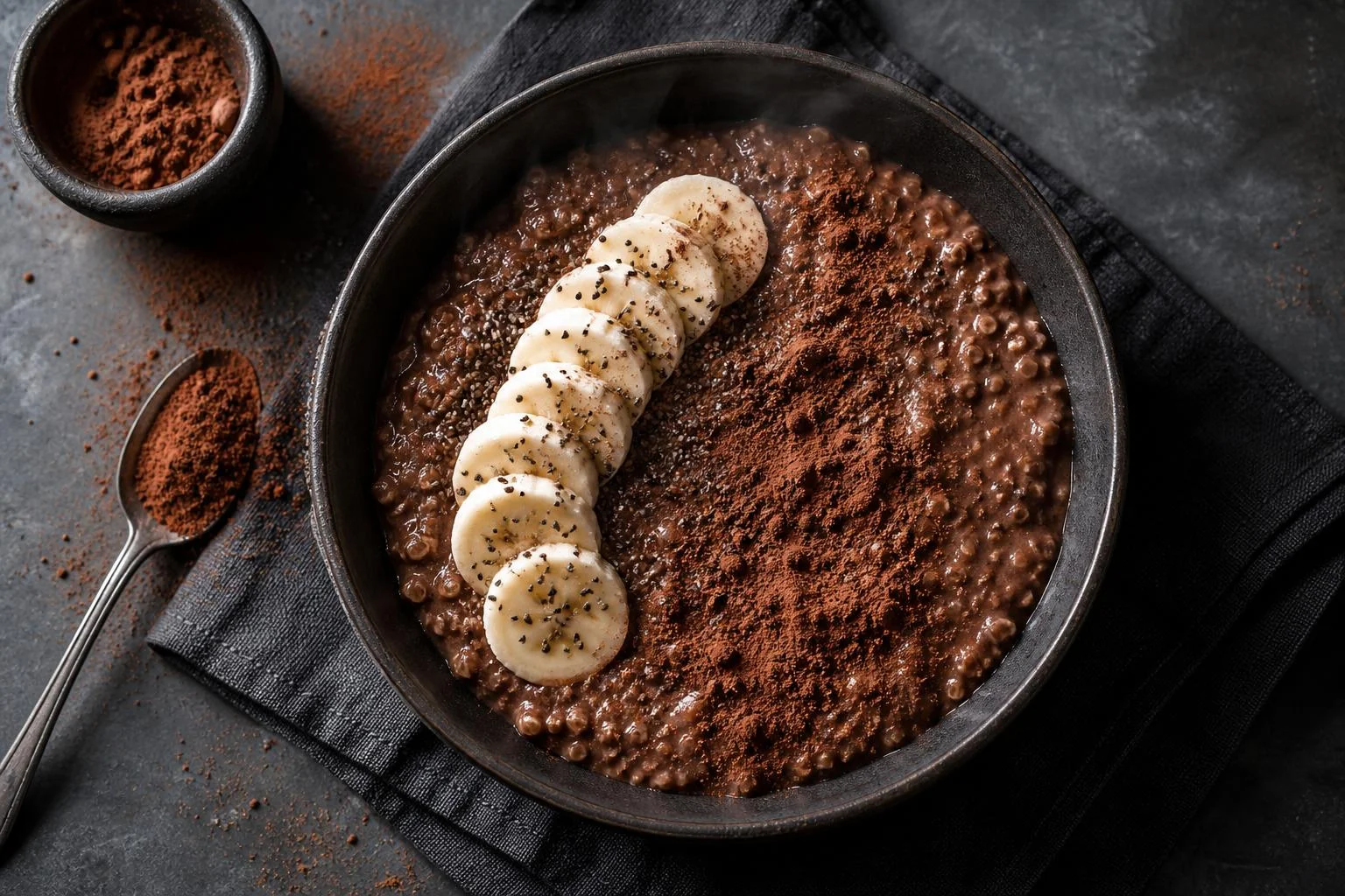 Porridge de cacao y avena RAIAN preparada como receta RAIAN
