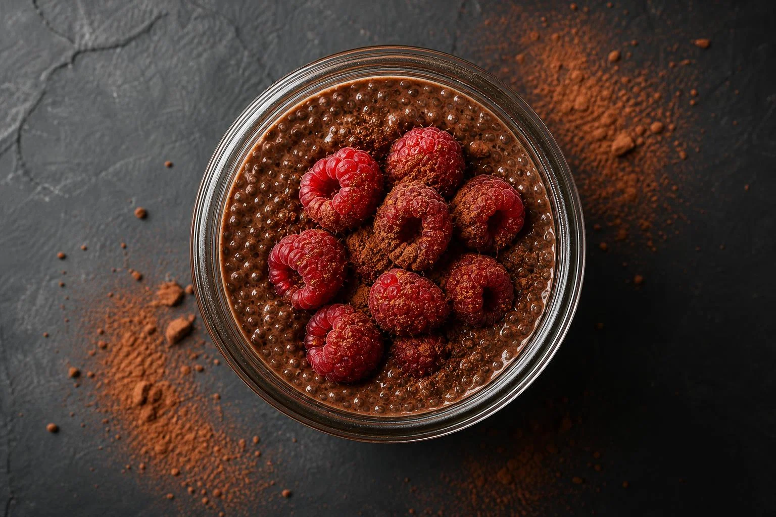 Pudding de chía y cacao alcalino preparada como receta RAIAN