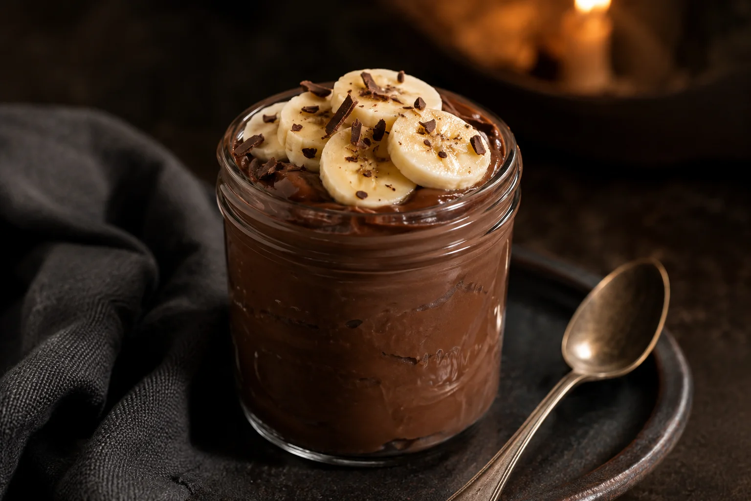 Pudding nocturno de caseína con cacao y plátano preparada como receta RAIAN
