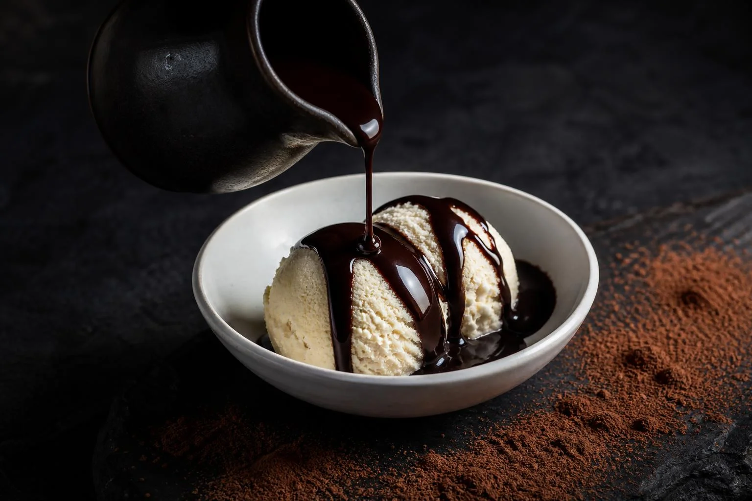 Salsa de cacao RAIAN para postres preparada como receta RAIAN