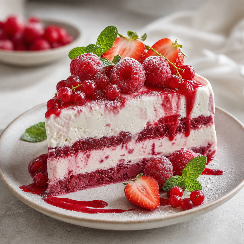 Semifrío de frutos rojos preparada como receta RAIAN