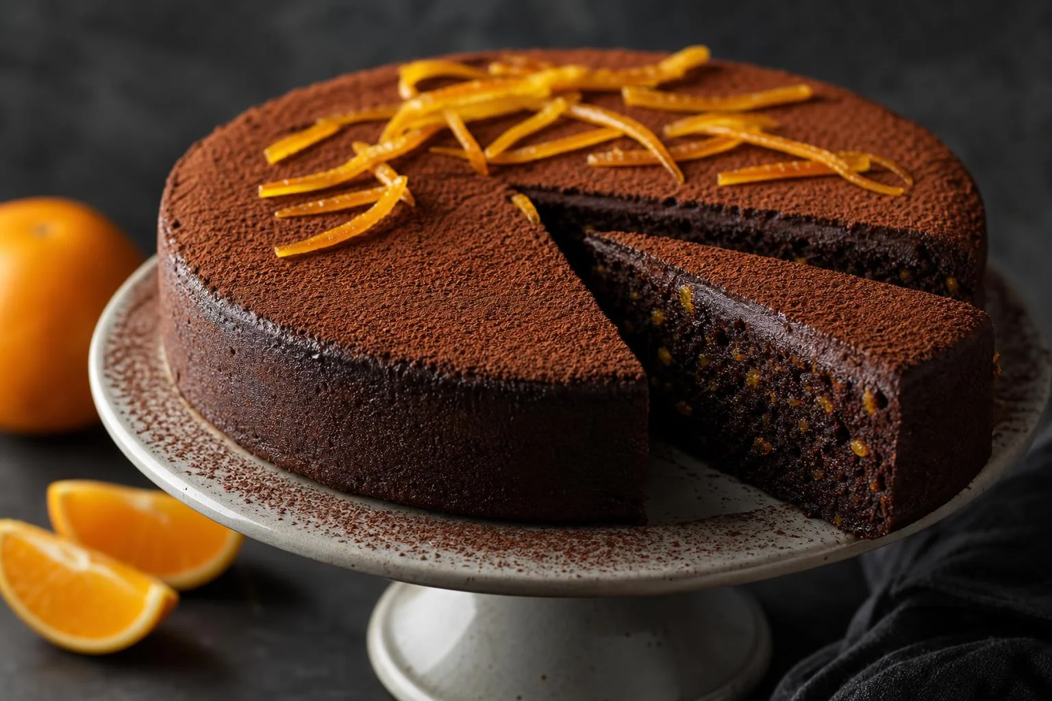 Tarta de cacao y naranja RAIAN preparada como receta RAIAN