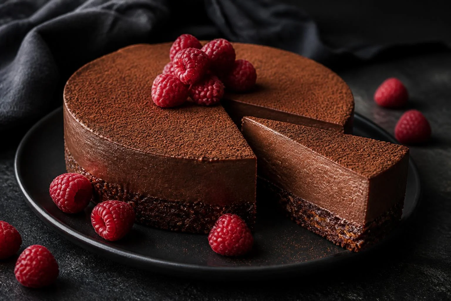 Tarta de queso y cacao alcalino RAIAN preparada como receta RAIAN