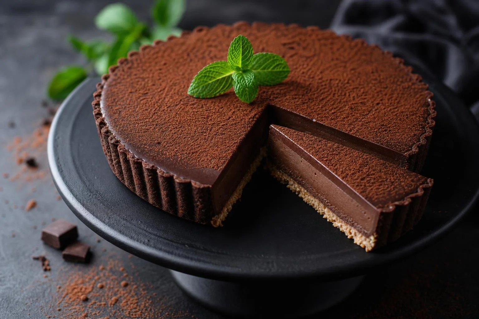 Tarta helada de cacao RAIAN preparada como receta RAIAN