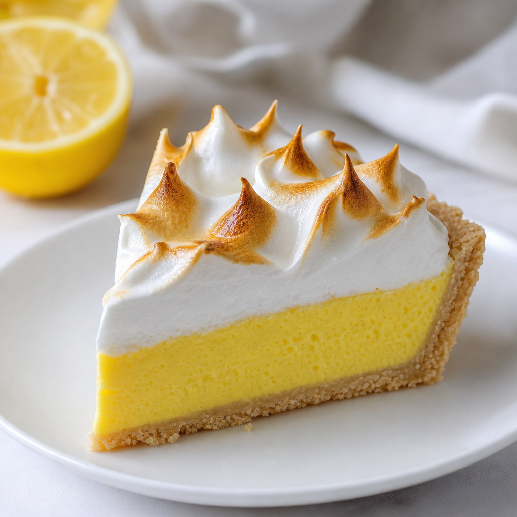 Tarta mousse premium de limón y merengue sin horno preparada como receta RAIAN
