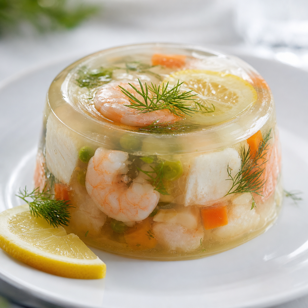 Timbal frío de marisco preparada como receta RAIAN
