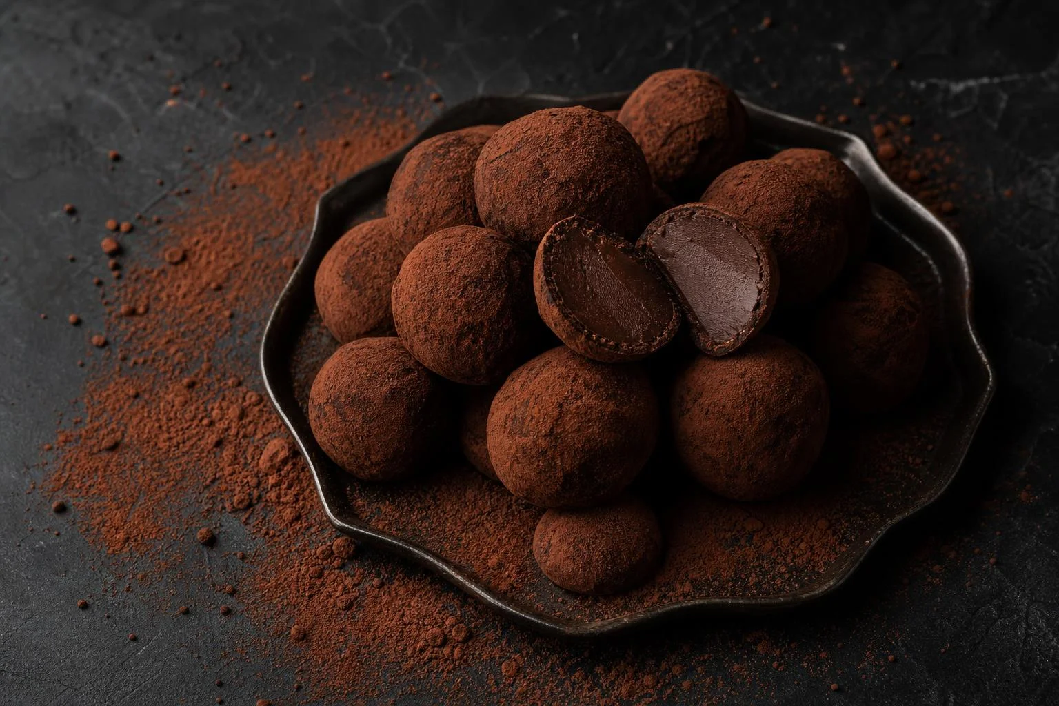 Trufas de cacao alcalino RAIAN preparada como receta RAIAN